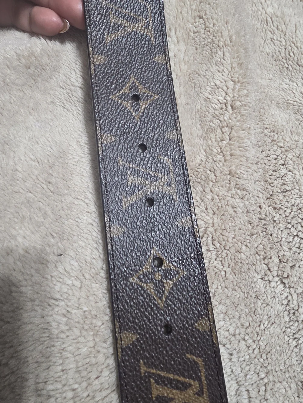 Louis Vuitton Brown Monogram Belt with Gold LV Buckle